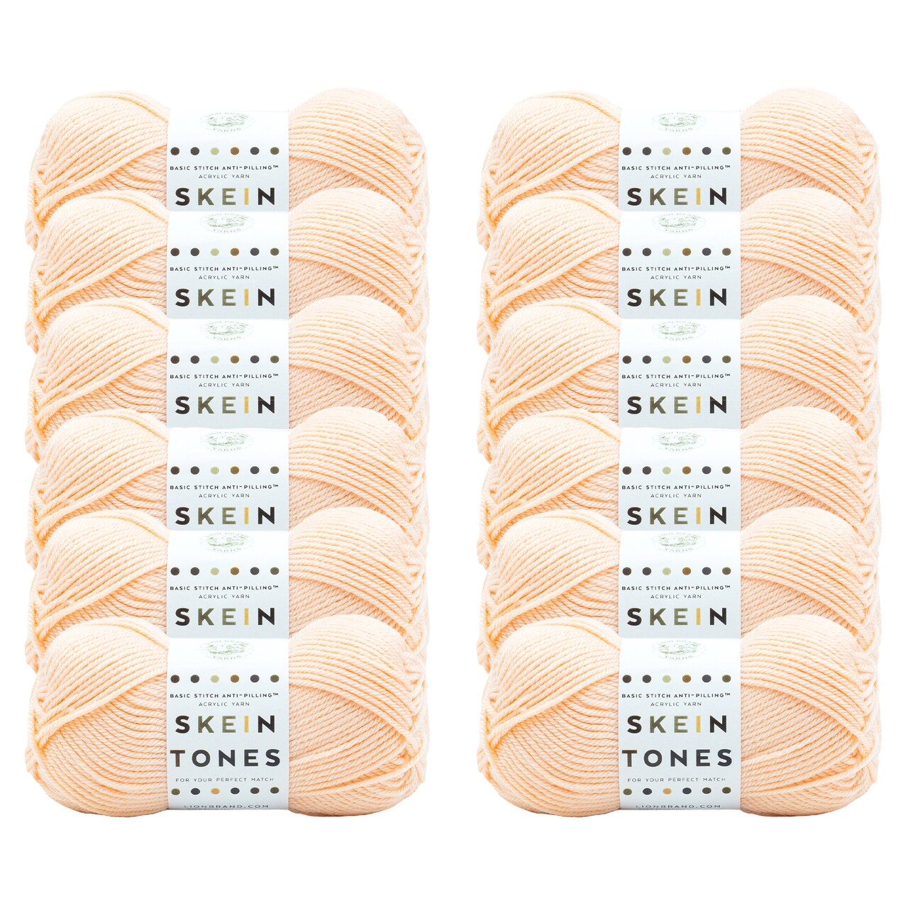 Lion Brand Yarn Basic Stitch Anti-Pilling Peachy Medium Acrylic Orange Yarn 12 Pack